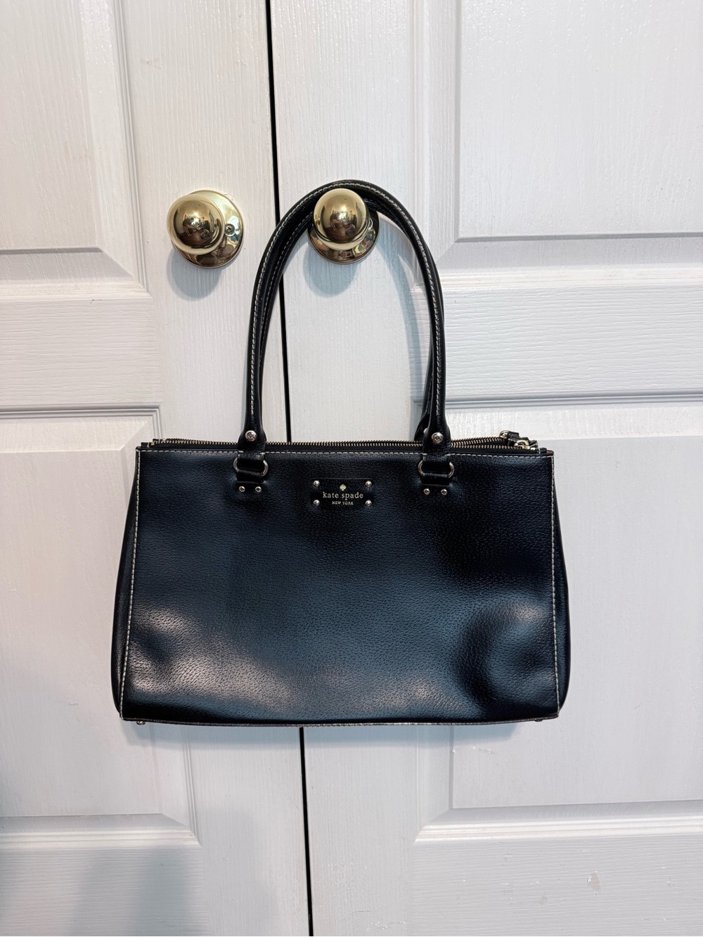 kate spade Black Leather Double-Handle Satchel
